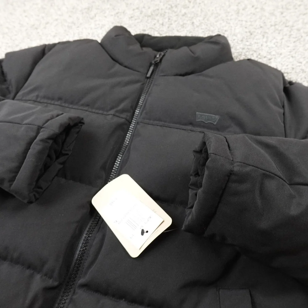 NEW Levis Jacket Mens XL Black Quilted Puffer Coat Zip Insulated Windbreaker